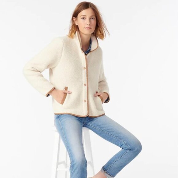 J Crew Sherpa Fleece Polartec Thermal Pro Snap Jacket - Picture 2 of 13